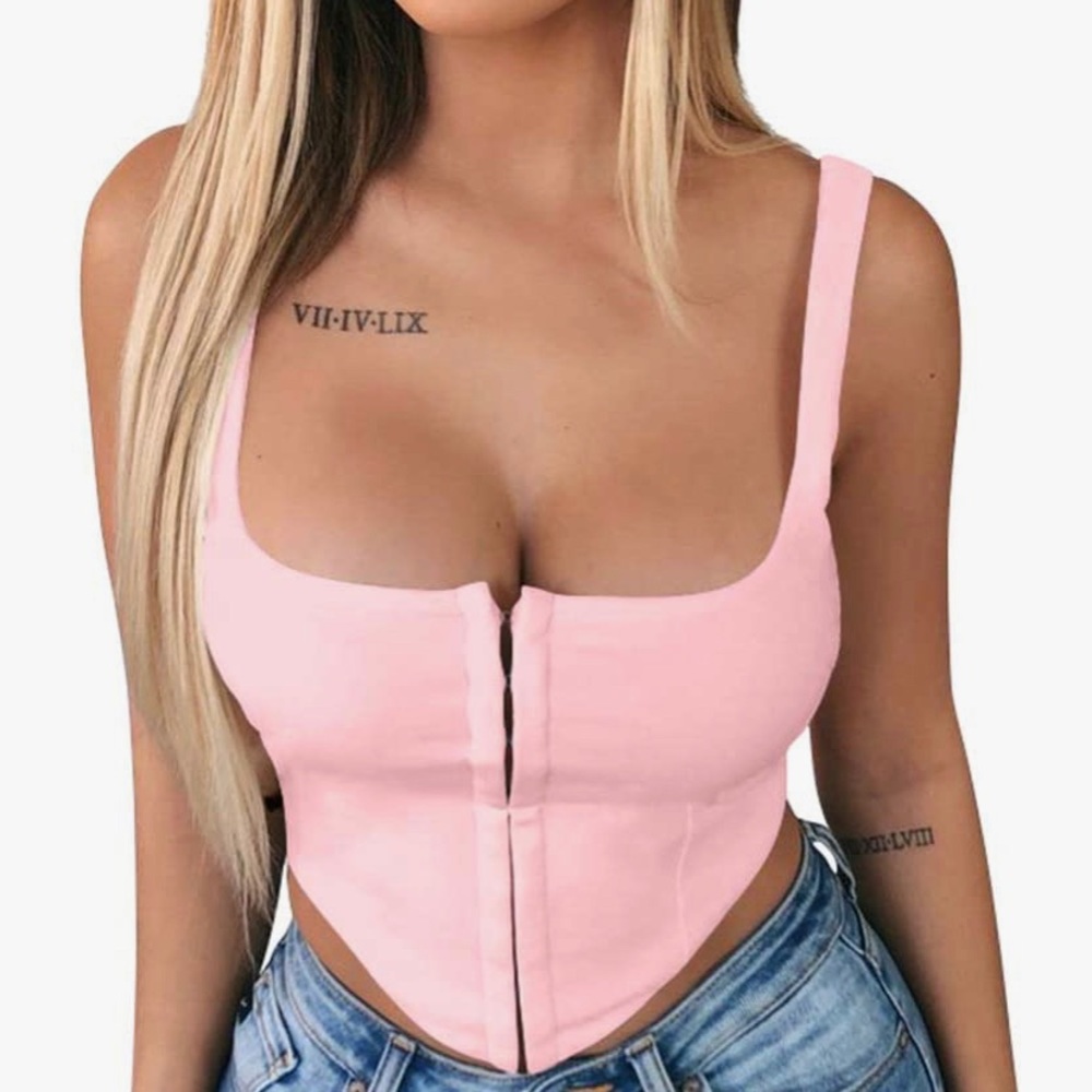 TOB Medium Pink Corset Crop Top